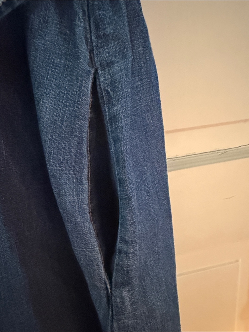 Tommy Hilfiger Sleeveless Denim Midi Dress in Dark Blue with Tie Waist - Picture 9 of 13